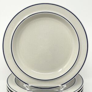 Arabia Finland Saimaa White Blue Rim Vintage Stoneware Salad Side Plate 7.5”